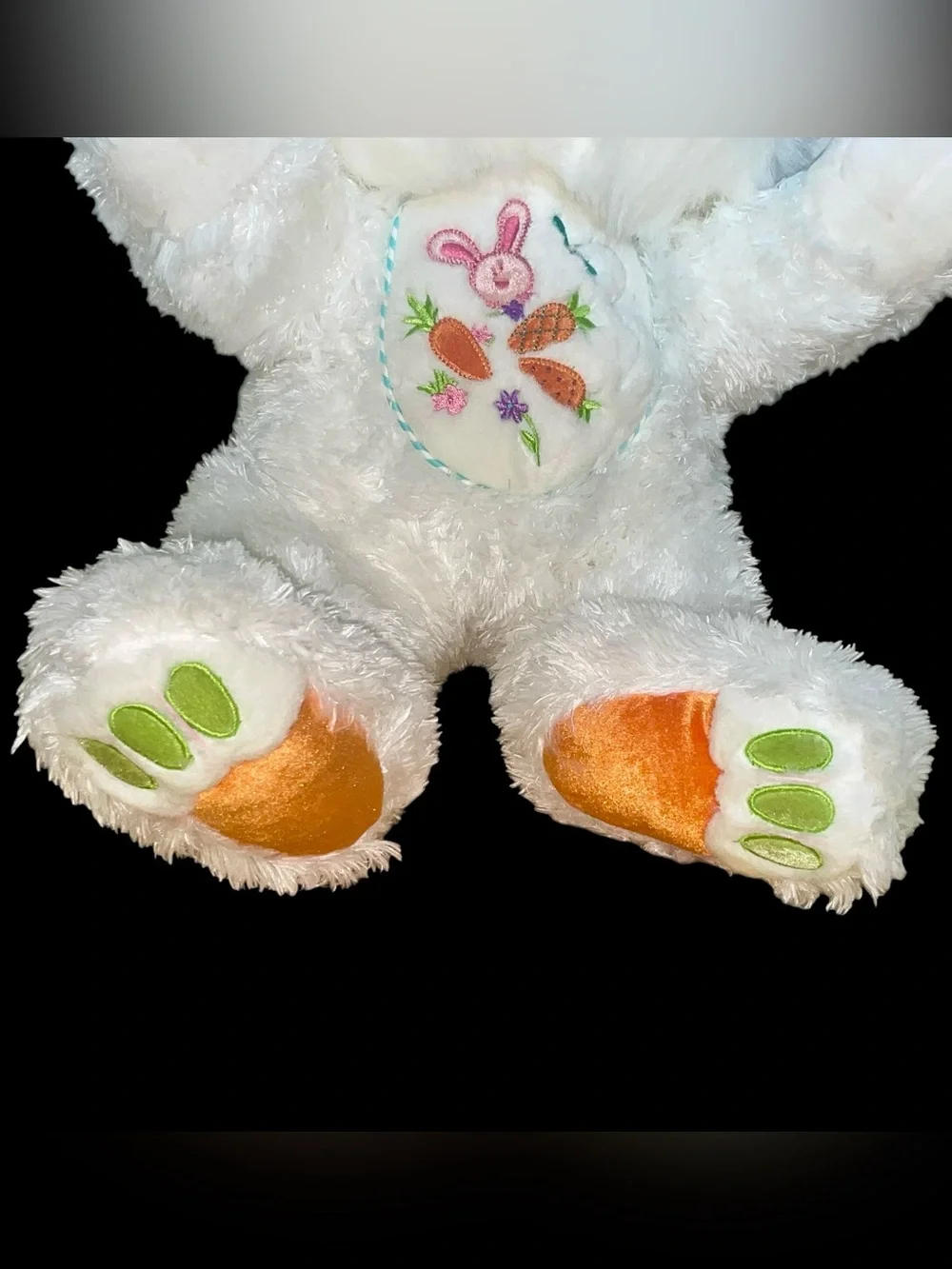 Vintage Hoppy Hopster White Easter Bunny Plush with Carrot Bib 24”